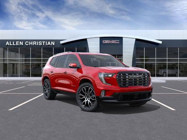 2026 GMC Acadia Denali Ultimate in Volcanic Red Tintcoat — front three-quarter view