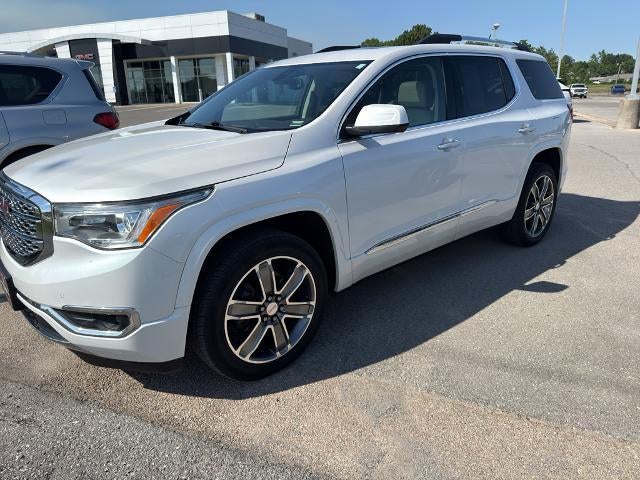 2018 GMC Acadia Denali in White Frost Tricoat — front three-quarter view